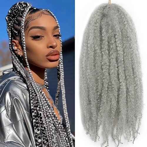 Miyamarch Marley Twist Braiding Hair Pure Gray 16 Inch