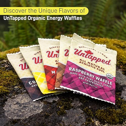 Miniatura 4 de UnTapped Waffles orgánicos de limón de 1.1 oz cada uno, caja de 16  Snacks deportivos de resistencia endulzados con jarabe de arce real y limones