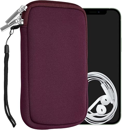Miniatura 58 de kwmobile Bolsa de neopreno para teléfono tamaño XL - 6.7/6.8 pulgadas - Funda universal para celular con cremallera, correa para la muñeca, amarillo
