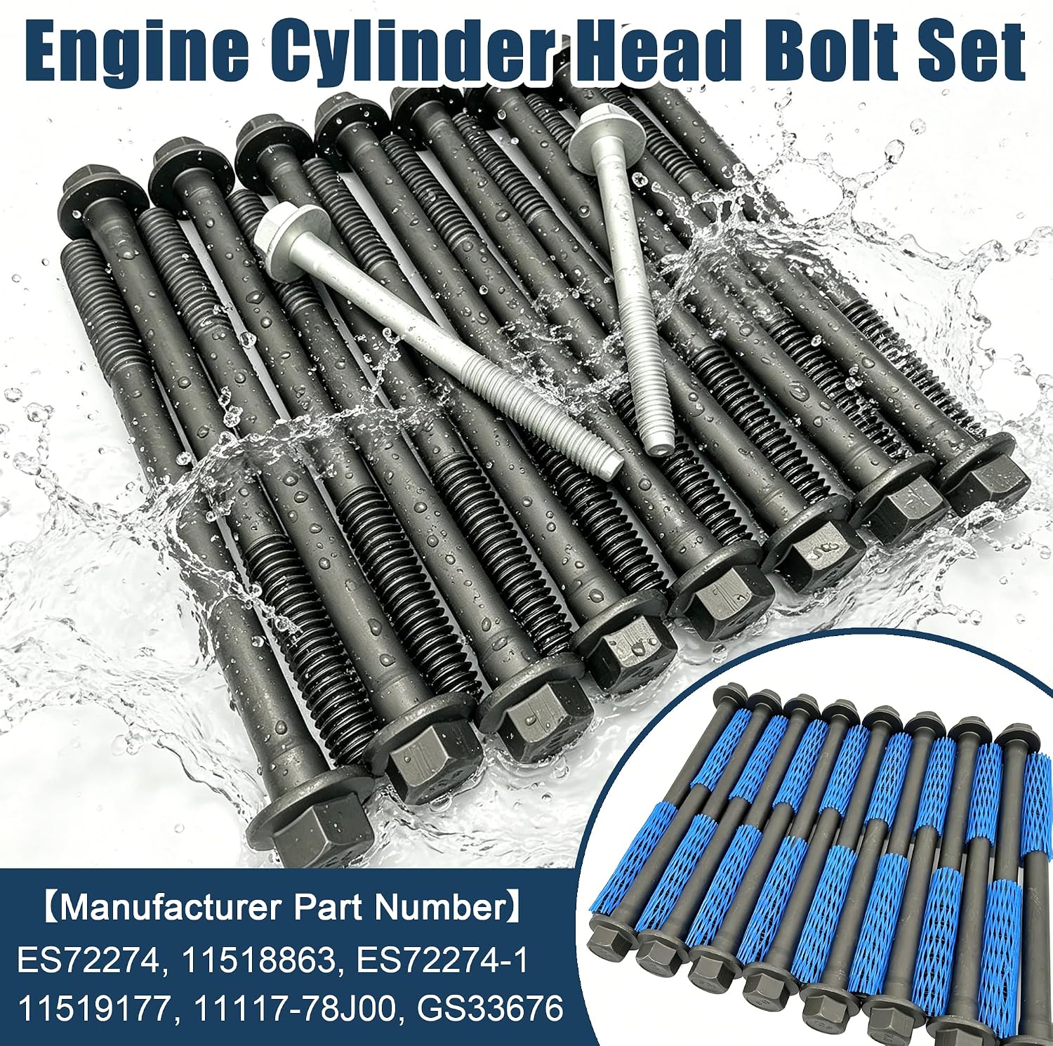 16+2 Pcs Engine Cylinder Head Bolt Set Compatible with Buick Cadillac Chevy GMC Saab Suzuki Saturn Pontiac 3.0L 3.6L V6 Models – Replace ES72274 11518863
