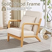 Vista 5 de Maggym Silla decorativa moderna con marco de madera, sillón tapizado con cojín trasero, cómodo sillón de lectura para sala de estar y dormitorio