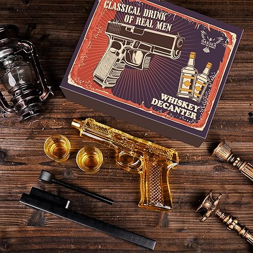 Miniatura 28 de Regalos para hombres, papá, regalo único de Navidad, aniversario, cumpleaños, para él, marido, juego de decantador de whisky de 9 onzas con vasos