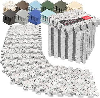 bemaxx Gym Mats Set - 18 pcs EVA Interlocking Foam Floor Tiles (12.6"x12.6"x0.4") 18sqft Protective Gym Flooring Sports Home Workout Exercise Mats Puzzle Garage Fitness Play-Room Garage Pool Treadmill