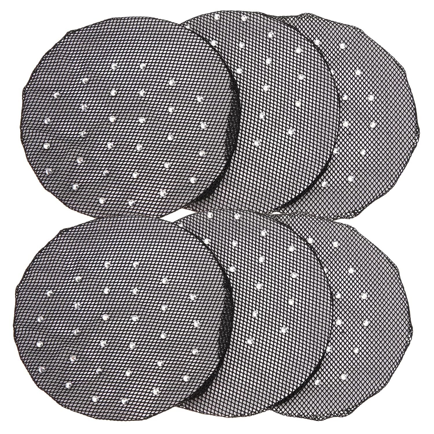 Ipetboom 6Pcs Rhinestone Elastic Hair Bun Covers Hair Nets for Nurse Ballet Dancer Waitress for Work and Casual Wear