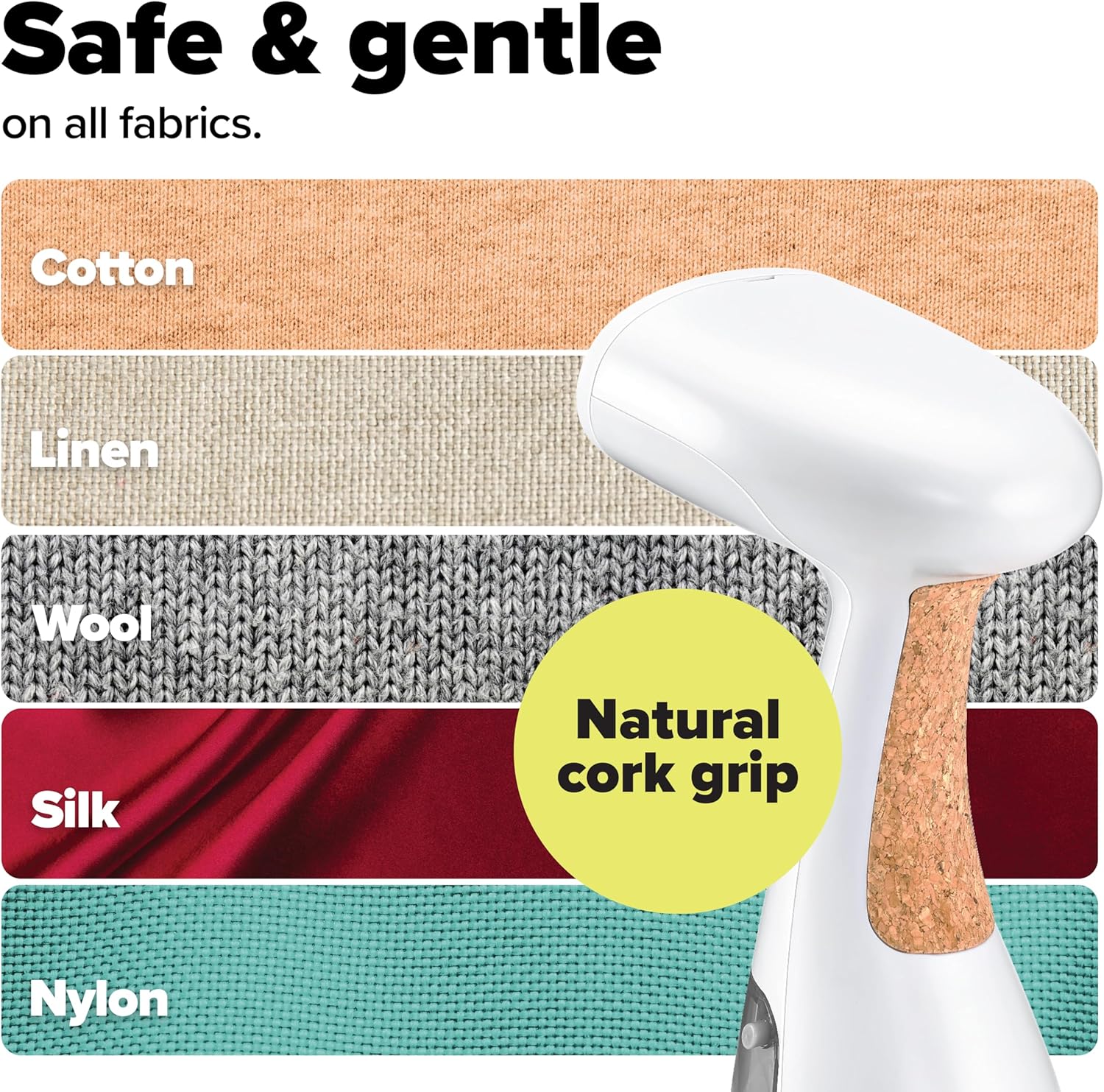 Dupray Voila 3-in-1 Clothes Steamer, Portable Handheld Garment Steamer, Heated Stainless Steel Plate, 30-Second Heat-Up, Portable Travel Steamer for Fabrics