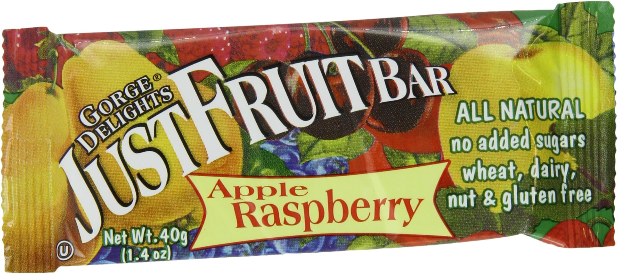 Gorge Delights JustFruit Bars, Apple Raspberry, 16-Count 1.4-Ounce Bars