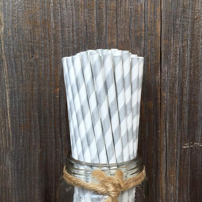 Pitillos de papel plateados biodegradables 50 unidades miniatura 6