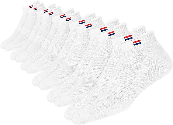 NAVYSPORT 6 Pairs Men’s Cotton Ankle Trainer Socks | Cushioned Sports & Running Socks | DRI-WIK Moisture Wicking | Reinforced Heel & Toe | Breathable & Durable | Sizes 6-11 & 9-12
