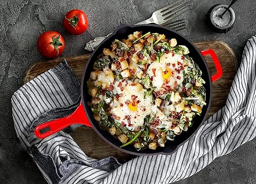 Miniatura 5 de Juego de batería de cocina de 6 piezas de hierro fundido pre-curado doble, multicocción, sartén y parrilla cuadrada, juego para campamento, 10, 3