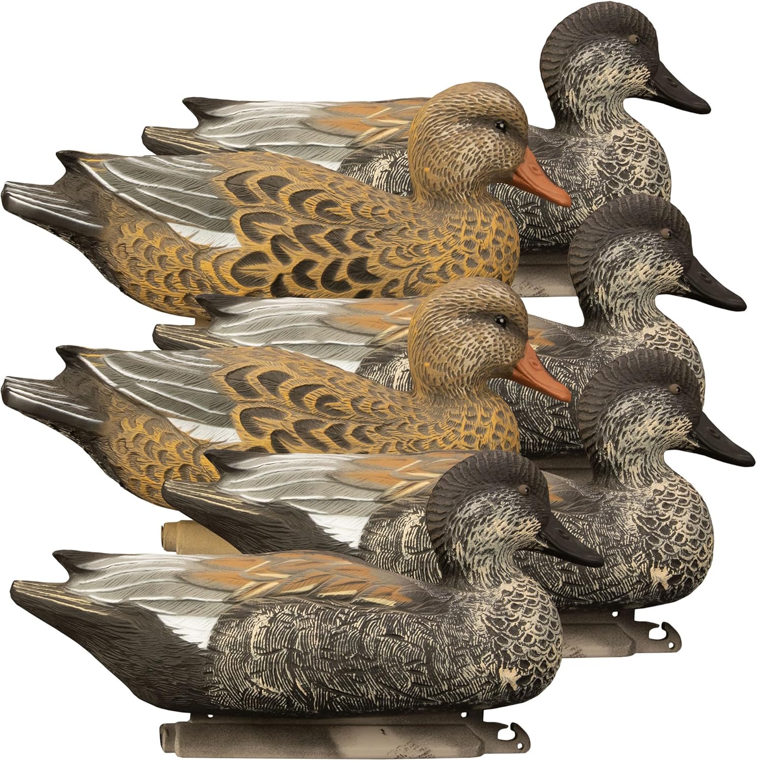 Higdon Outdoors Battleship Gadwall Duck Decoys | Unsinkable with Swivel Heads & Weighted Keels | High-Contrast Visibility| Durable & Easy-Set Floating Design | Foam Filled | 6-Pck | 4 Drakes, 2 Hens