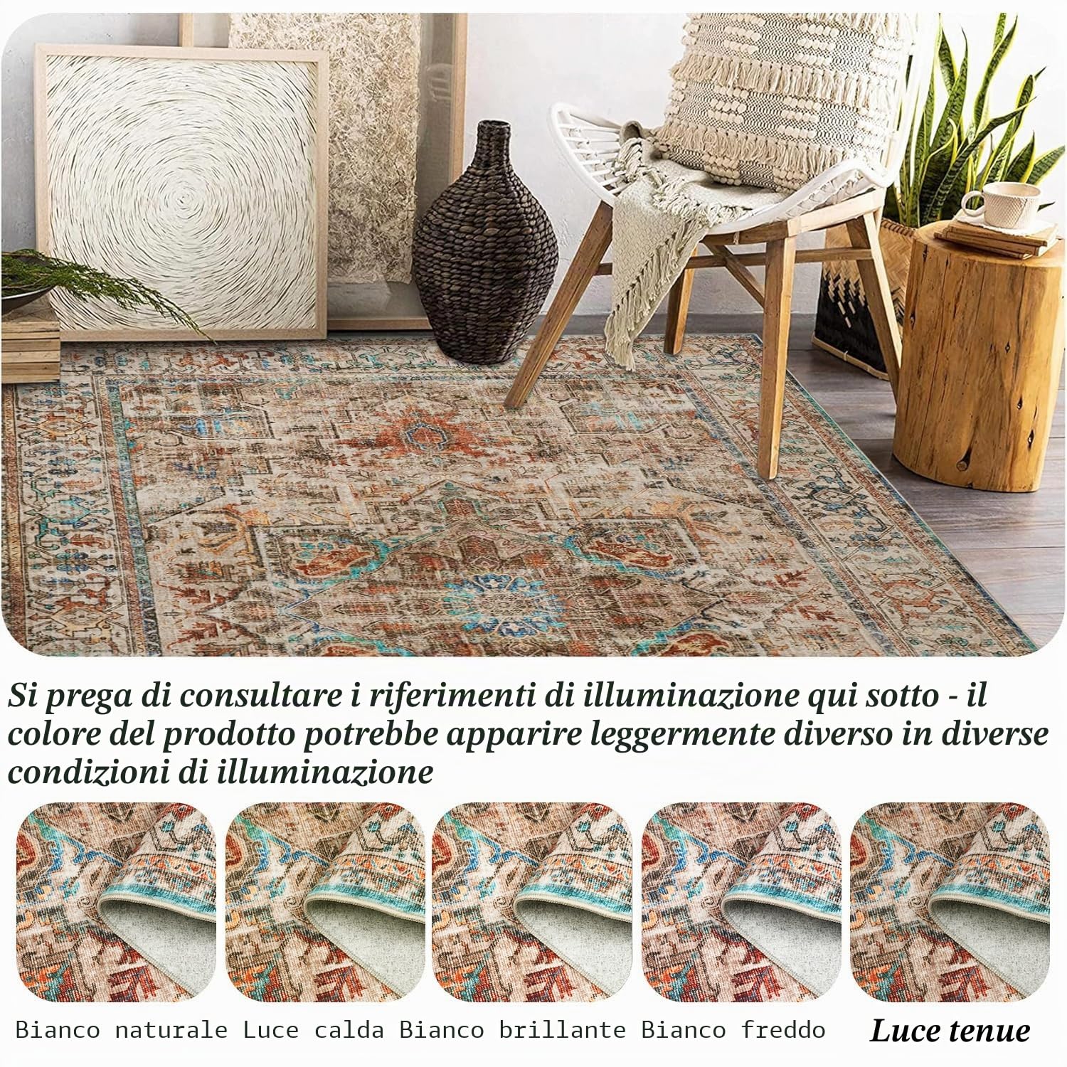 Cekene Tappeto lavabile per soggiorno 160 x 230 cm antiscivolo morbido per camera da letto sottile invecchiato a basso profilo per ufficio bagno sala da pranzo sala giochi (terracotta)