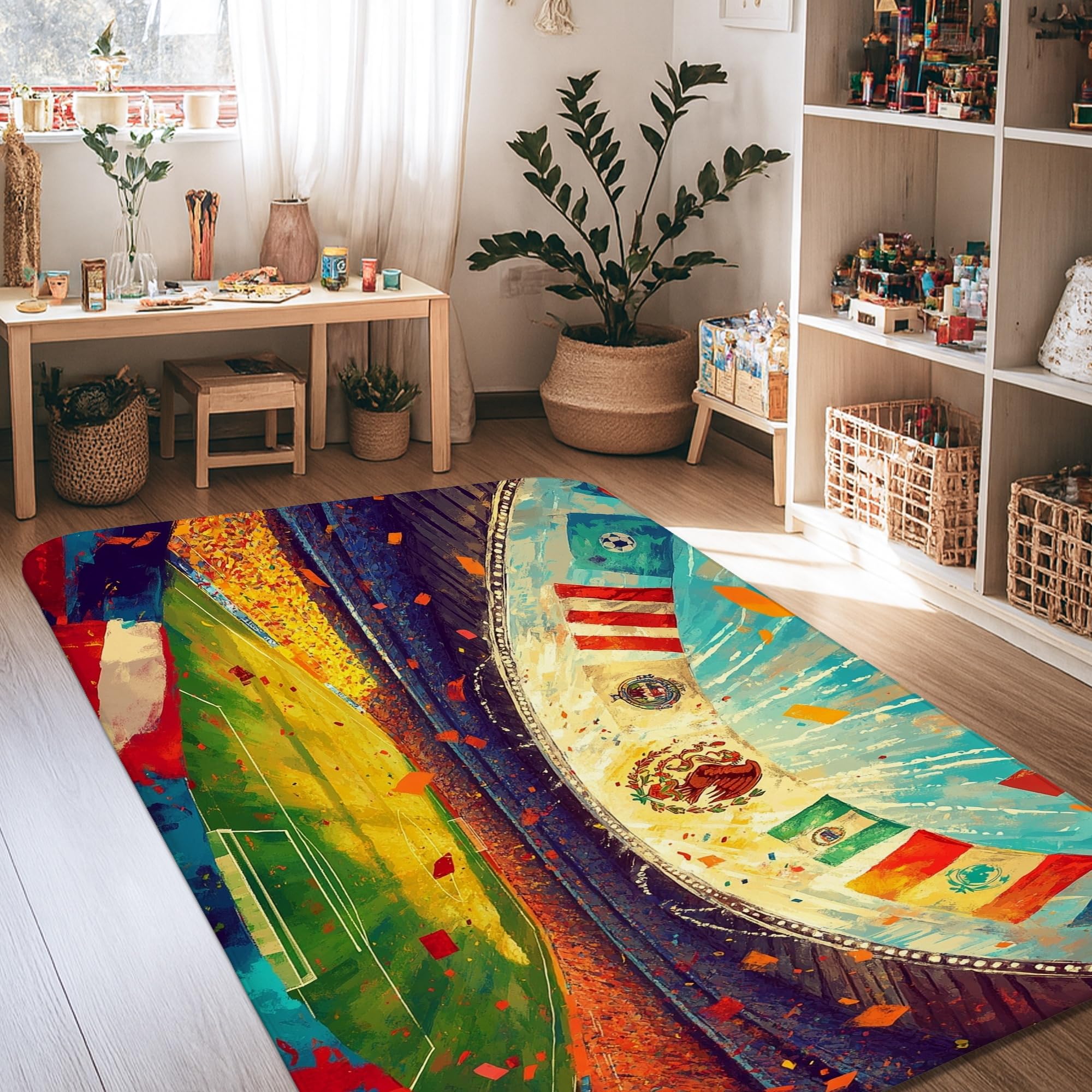 Tapis drapeau sportif résistant décoloration pour salon et couloir sans usure précoce