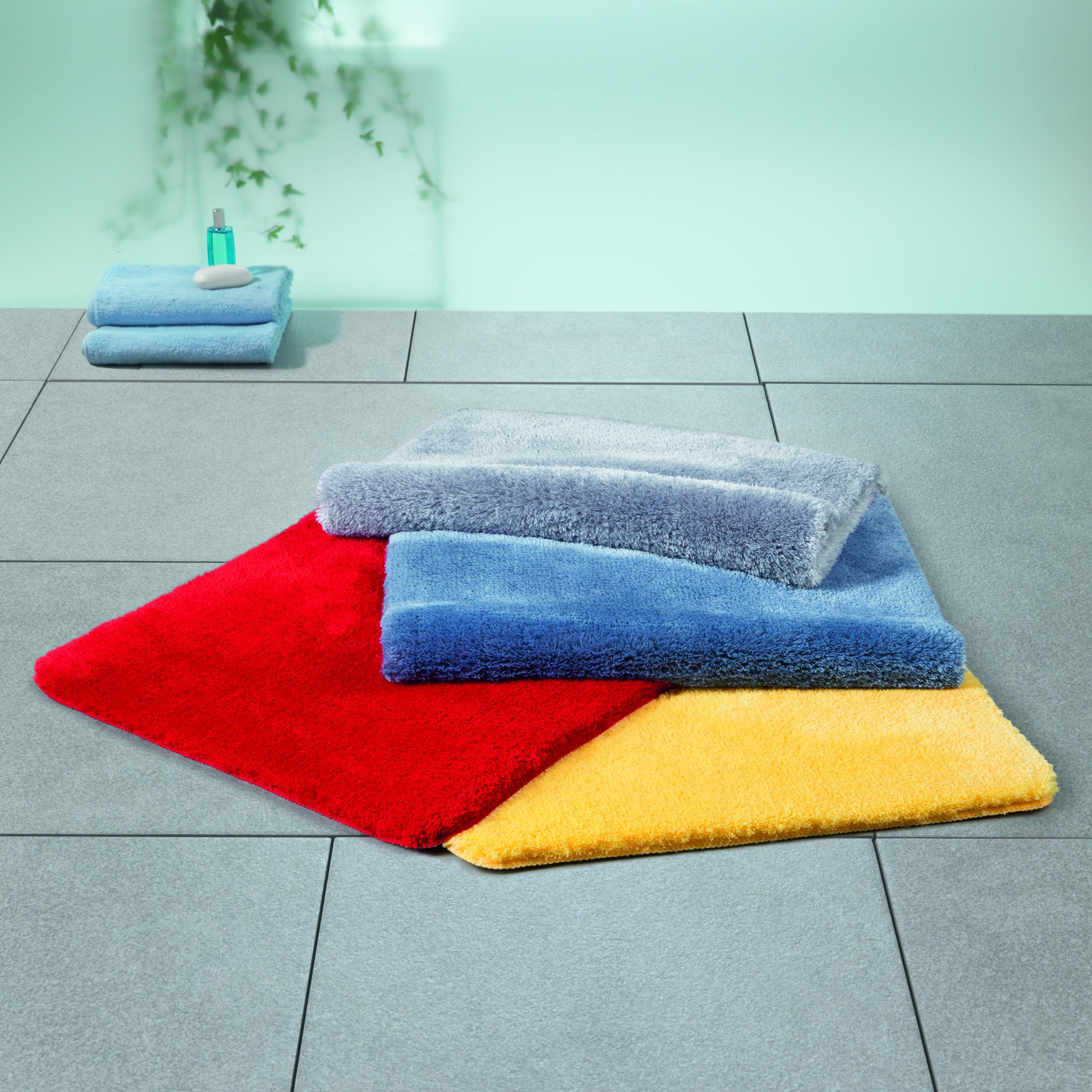 Spirella Badteppich Badvorleger Duschvorleger Fino Supersoft Hochflor waschbar, rutschfest Badematte 60x90 cm – Gelb