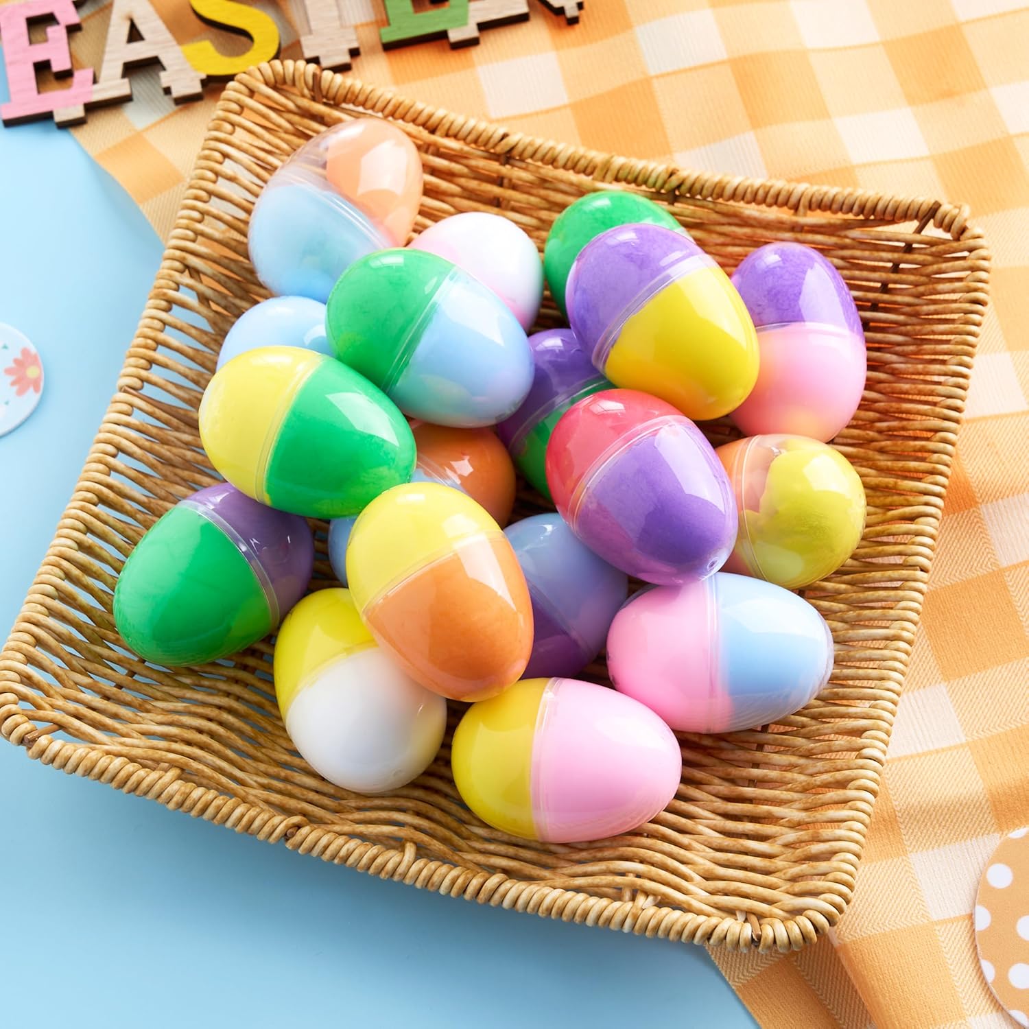 JOYIN 18 Pcs Pre-Filled Easter Eggs with Butter Slime, Dual Colored Putty Slime Eggs for Kids Girl Boy Easter Basket Stuffers, Goodie Bag Fillers, Classroom Prize and Party Favors