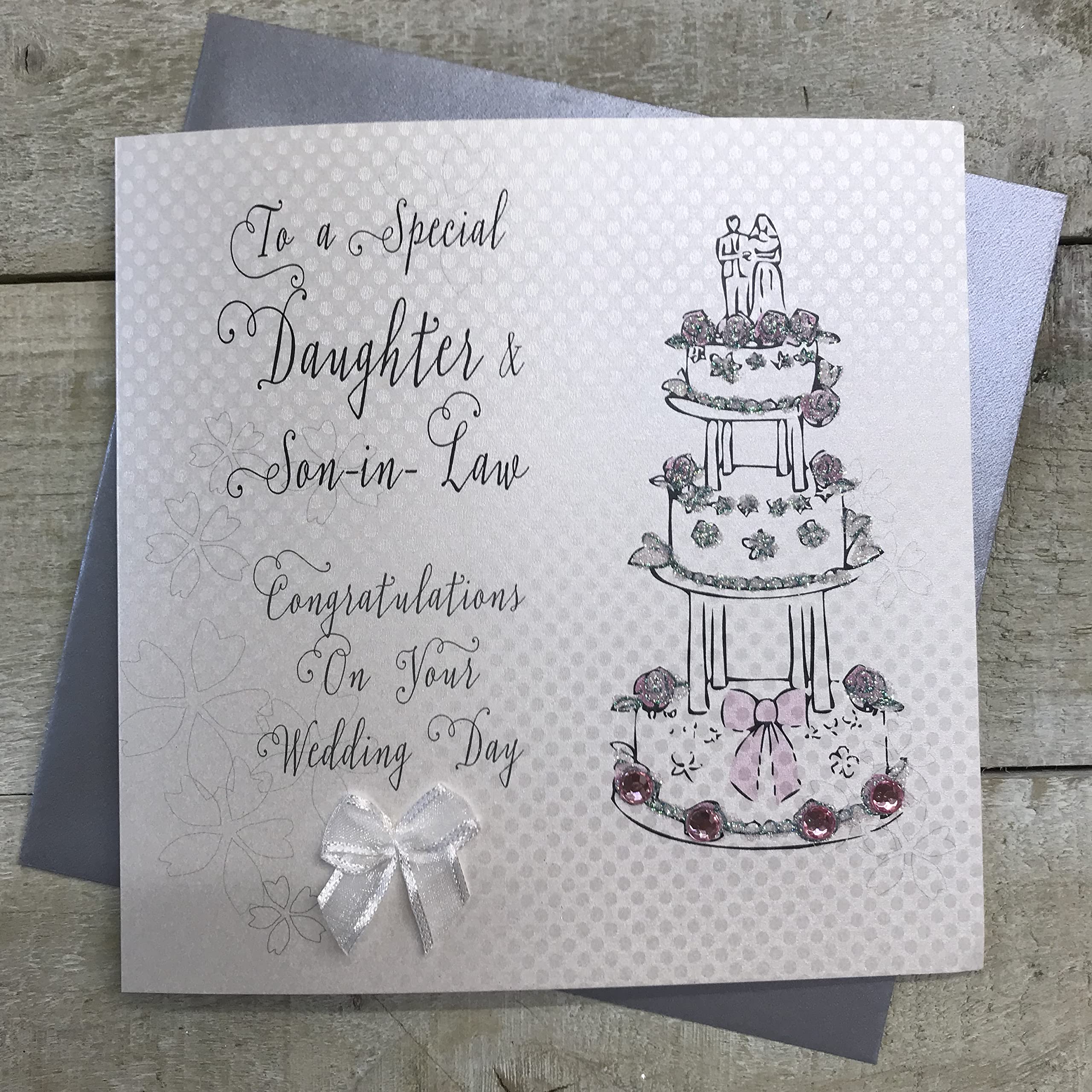 WHITE COTTON CARDS To A Special Daughter and Son-in-Law Congratulations on Your Wedding Day, BD28 NEW