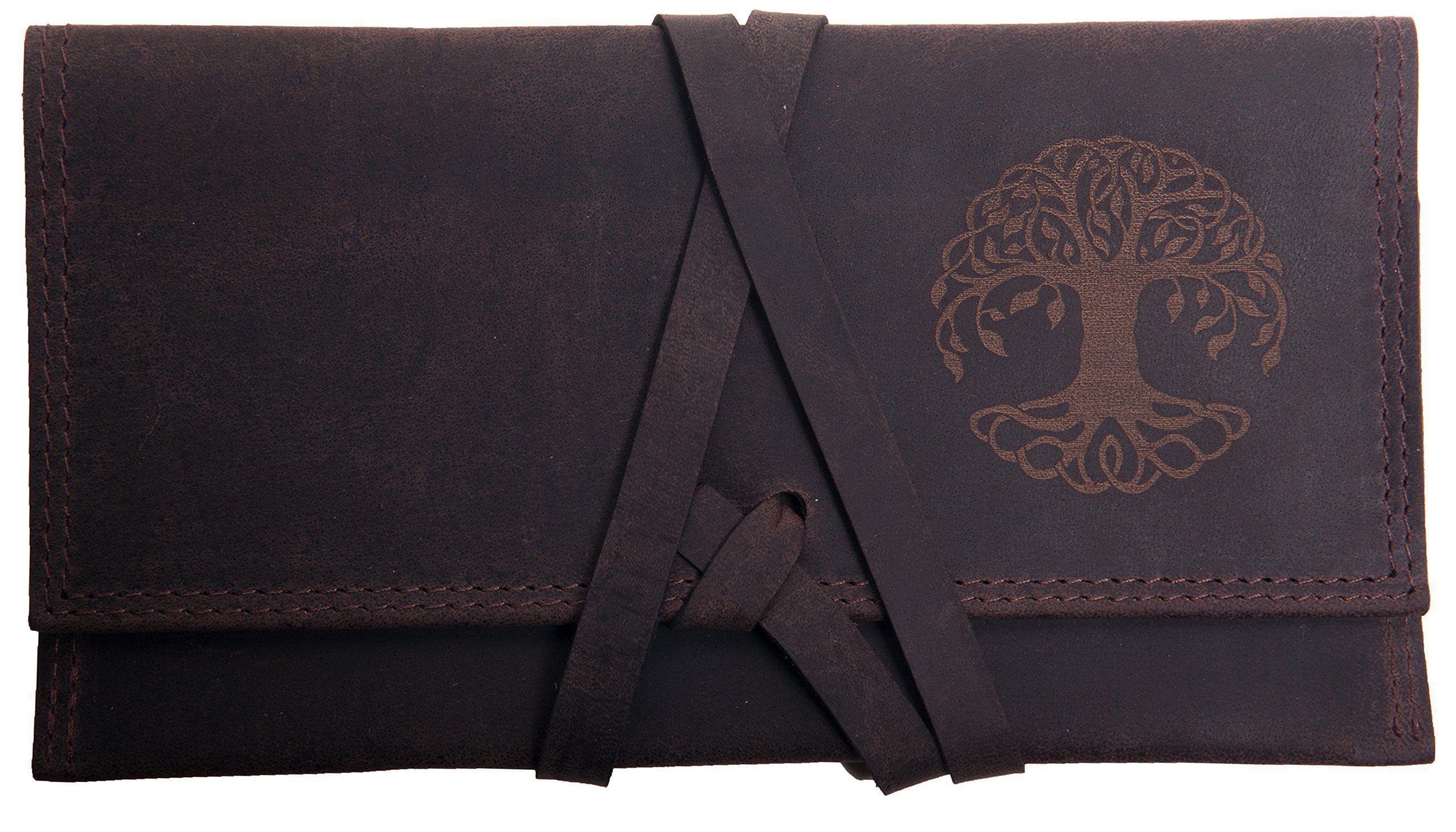 ANDERS Bolsa para el Tabaco de Liar Cigarrera Picadura Festival Práctico Elegante arbol de la vida Unisex Vintage Retro Cuero.