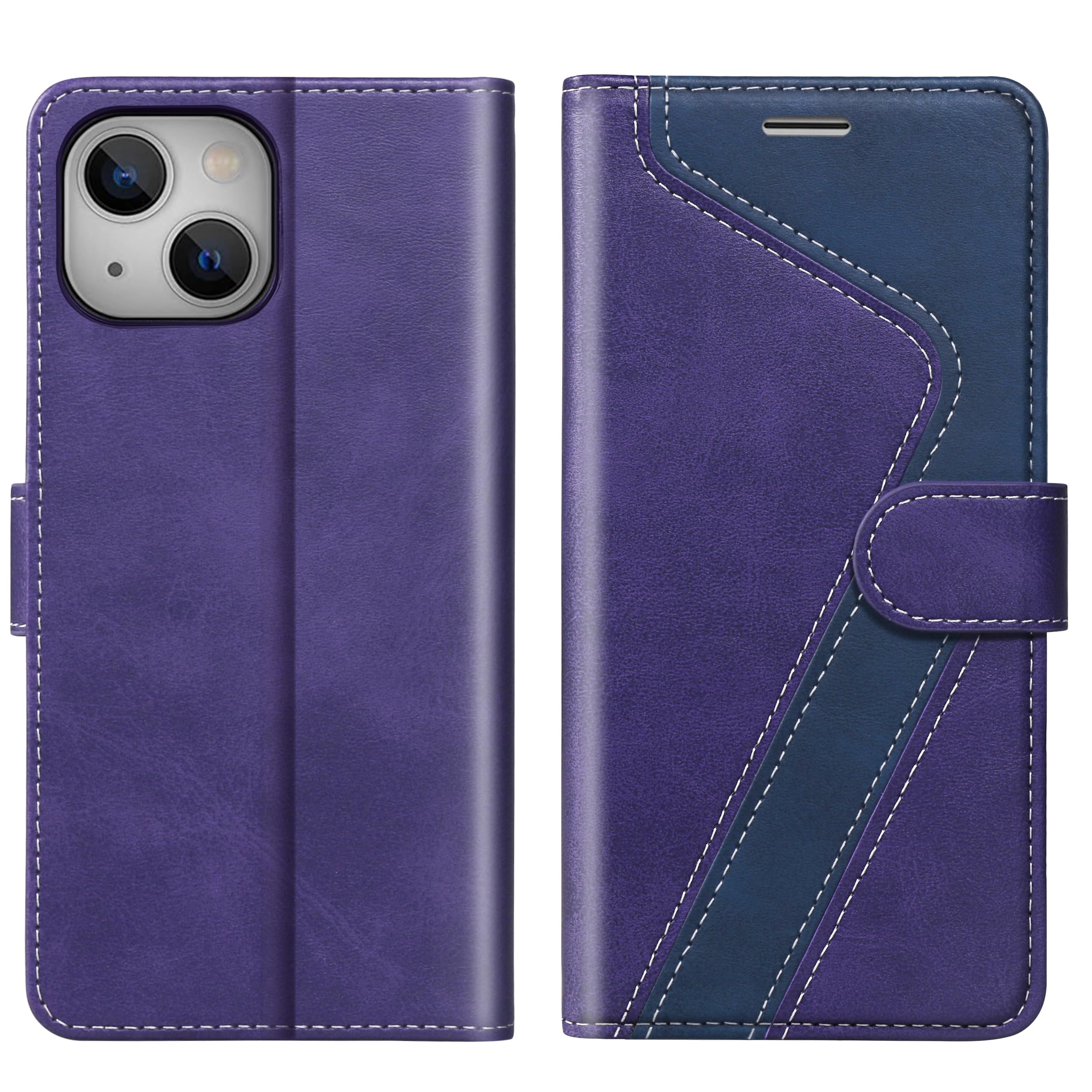 CIVICASE for iPhone 14 Wallet Case,Leather Flip Case [RFID Blocking] Credit Card Holder Folio Magnetic Stand TPU Shockproof Cover Color Matching for