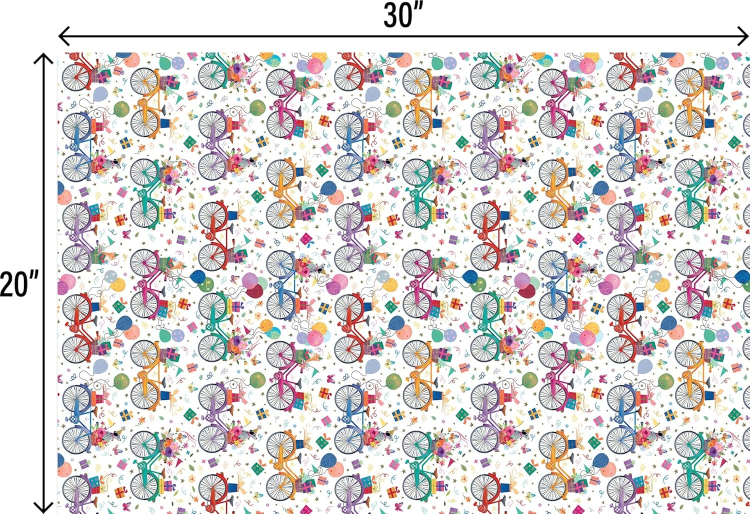 Jillson & Roberts 20" x 30" Printed Gift Tissue, Birthday Bicycles (48 Folded Sheets)