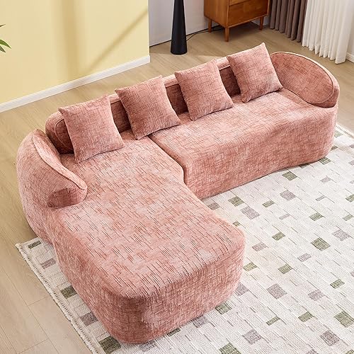 Miniatura 5 de Sofá Sillones de tela de felpilla de 101 pulgadas, sofá para sala con esponja de alta elasticidad, sofás para sala con diseño en forma de L para