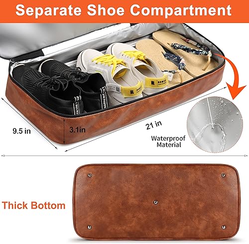 Miniatura 4 de IBFUN Bolsas de fin de semana para mujer, bolsa de viaje de fin de semana de 21 pulgadas, bolsa de lona de viaje para llevar durante la noche, 3