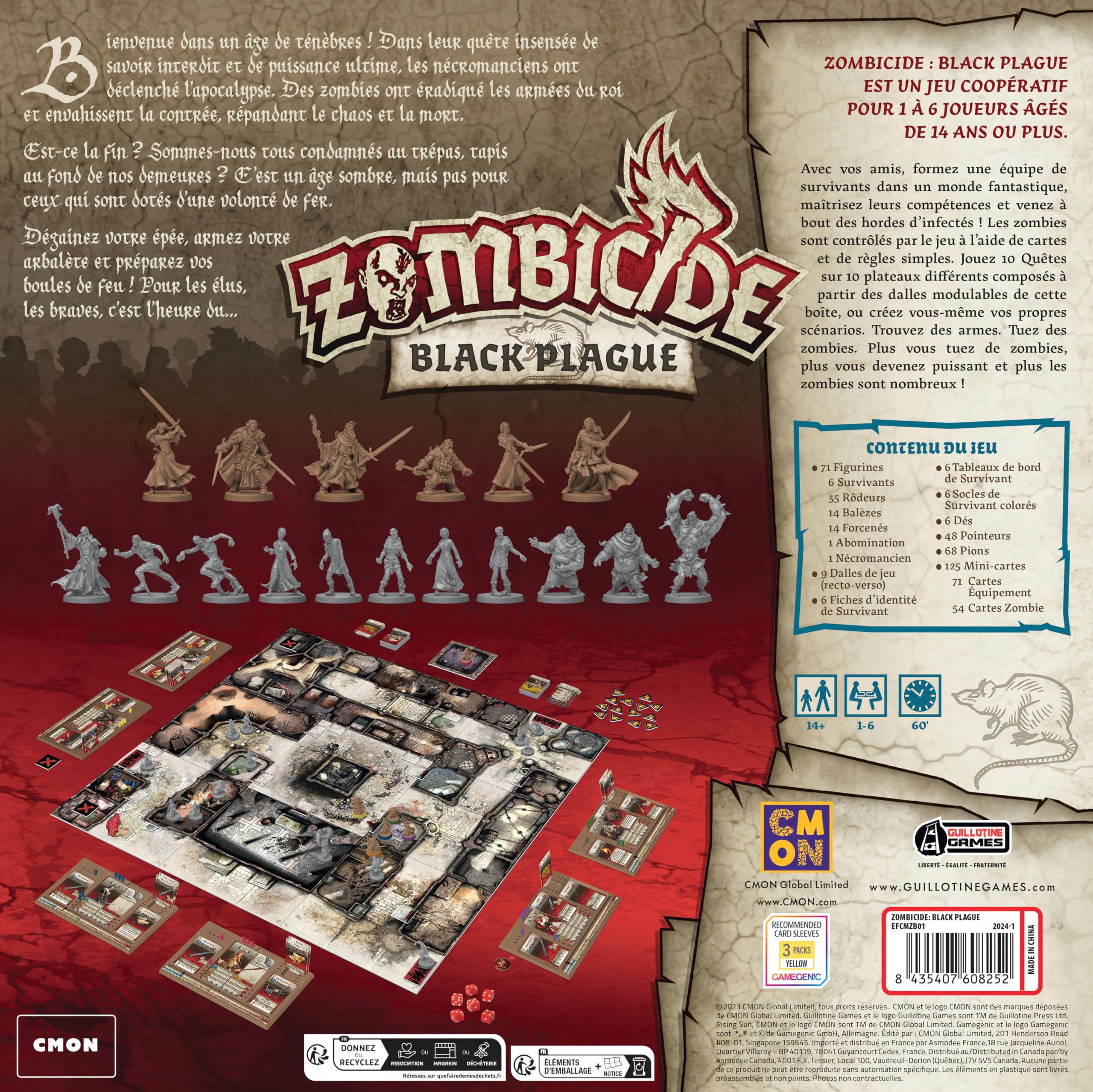 Asmodee - ZOMBICIDE: Black Plague - Jeu de Société Coopératif pour Adultes et Enfants Dès 13 Ans - Jeu de Plateau & Stratégie -Univers Fantastique Médiéval -1 À 6 Joueurs- 60 Min - en Français -Cmon