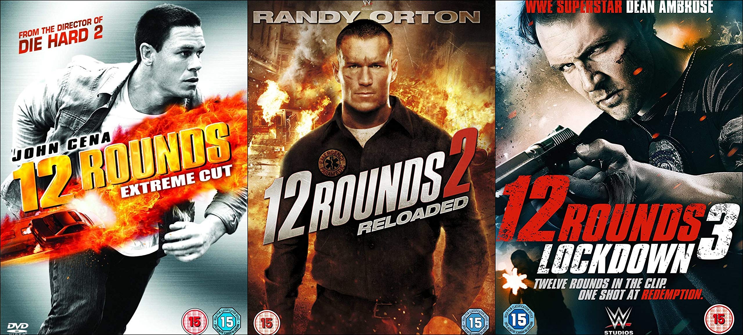 12 Rounds 3 Movies Complete Collection DVD: 12 Rounds: Extreme Cut, 12 Rounds 2:Reloaded, 12 Rounds 3: Lockdown DVD