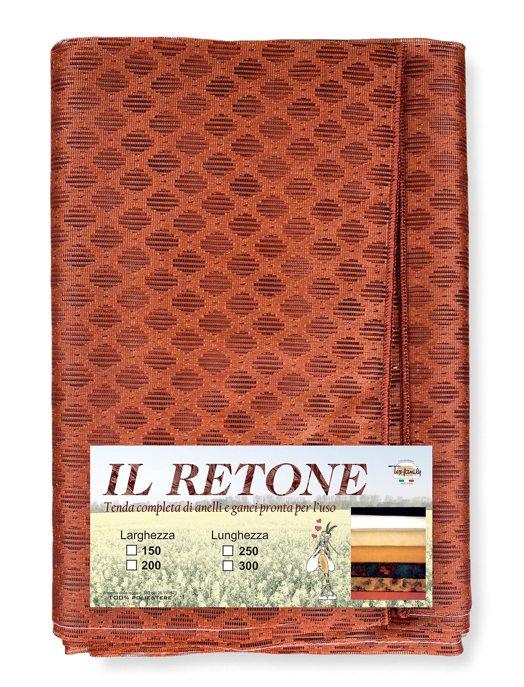 Zanzariera A Rombo Con Piombo - Tenda Rete Per Esterno - Misura 150x250 Cm - Colore Rugginoso - Made In Italy - Foto 6