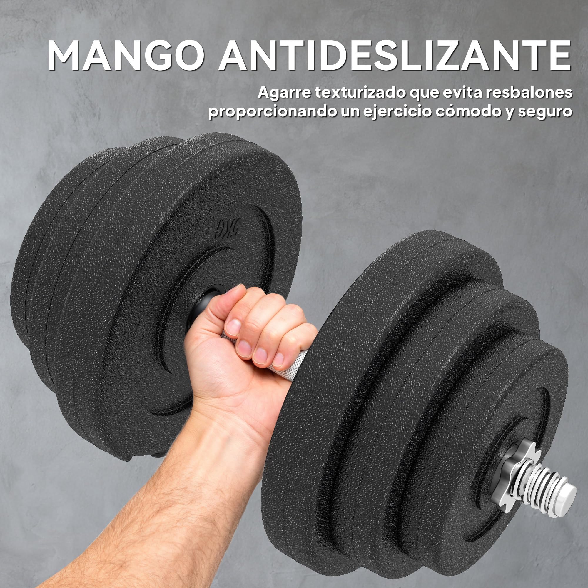 HOMCOM Juego de Mancuernas Pesas Ajustable Profesionales 40 kg Negro | Pesas de Fitness, 4x5 kg, 4x2,5 kg, 4x1,5 kg, Gimnasio Doméstico, Musculación, con 2 Barras Ø25x450 mm, Acero y Discos