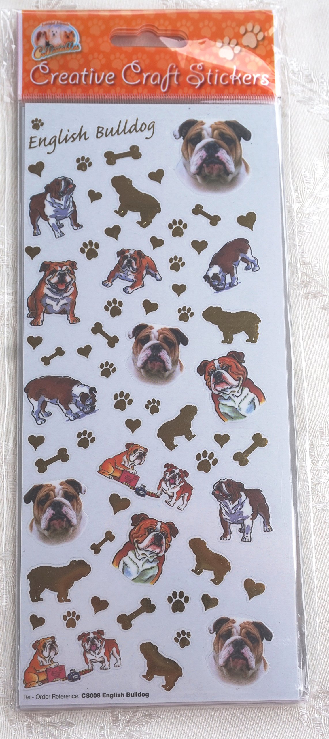 Dog Breed Craft Stickers - English Bulldog - for Scrapbooking, Card Craft ETC