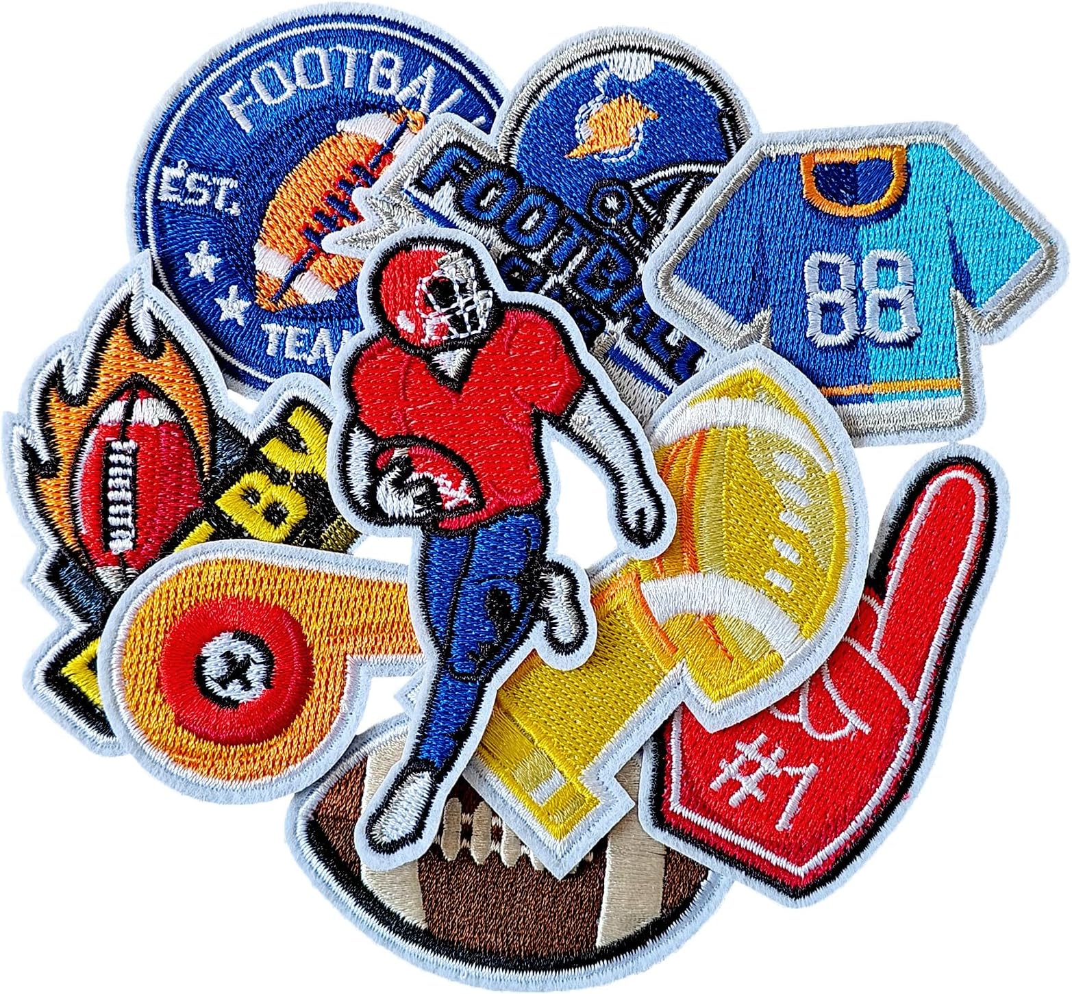 ZESION Rugby Fan Favorite Iron on Patches, for Hats, Clothes, Jeans, Pants, Jackets, Backpacks Repair and Decoration-9Pcs
