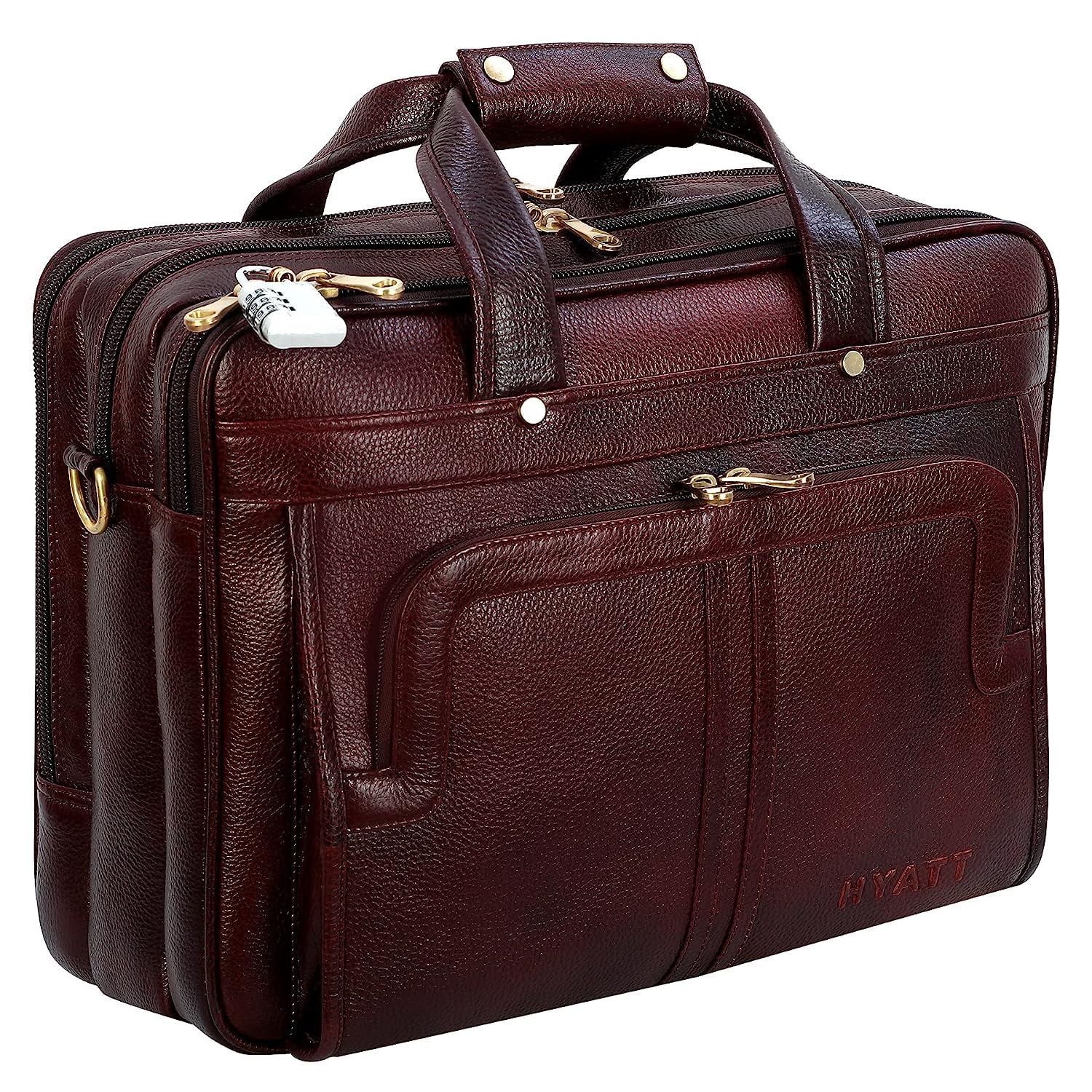 RICHSIGN LEATHER ACCESSORIES Office Briefcase Laptop Messenger & Shoulder Leather Bags for Men 15.6 Inch Cross Body (Brown 1) (B07V5W9VMR) Amazon Price History, Amazon Price Tracker