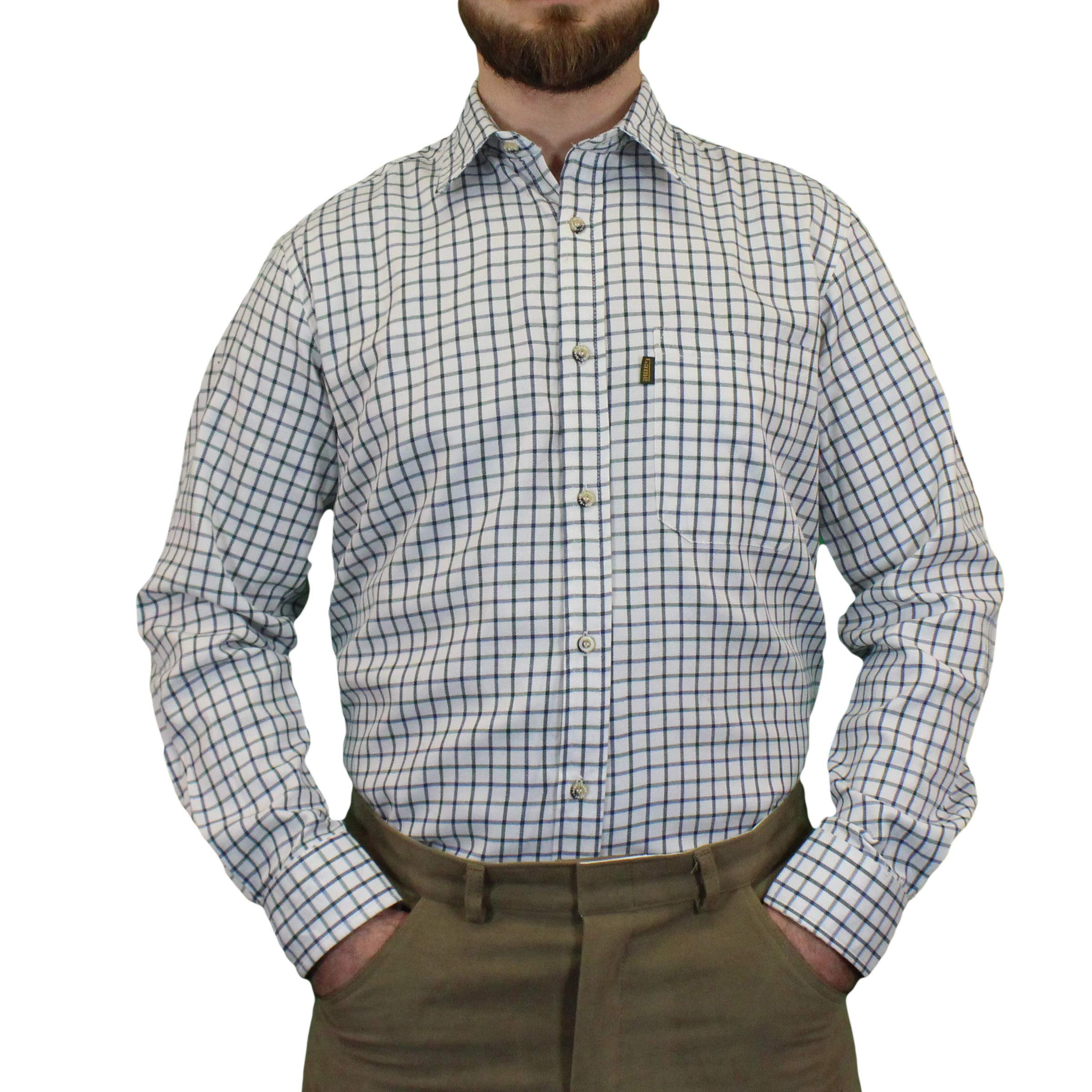 FAIRY BOUTIQUE Adults Tattersall One Chest Pocket Adjustable Cuff Shirt Mens Long Sleeve Collared Check Shirt Green