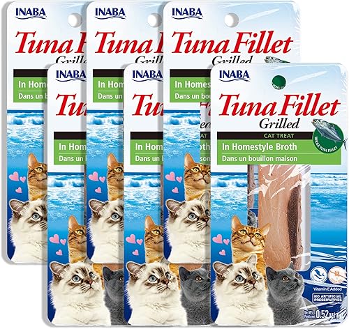 INABA Filete de atún a la parrilla natural de primera calidad para gatos, complementocomplemento con vitamina E y extracto de té verde, 0.52 onzas
