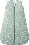 Sac de couchage bébé 6-12 mois, 100% Sac de couchage en coton pour nouveau-né et bébé, 3 Couverture bébé, 0.5 Tog léger Double Zipper sac de couchage Café Dinosaur Planet