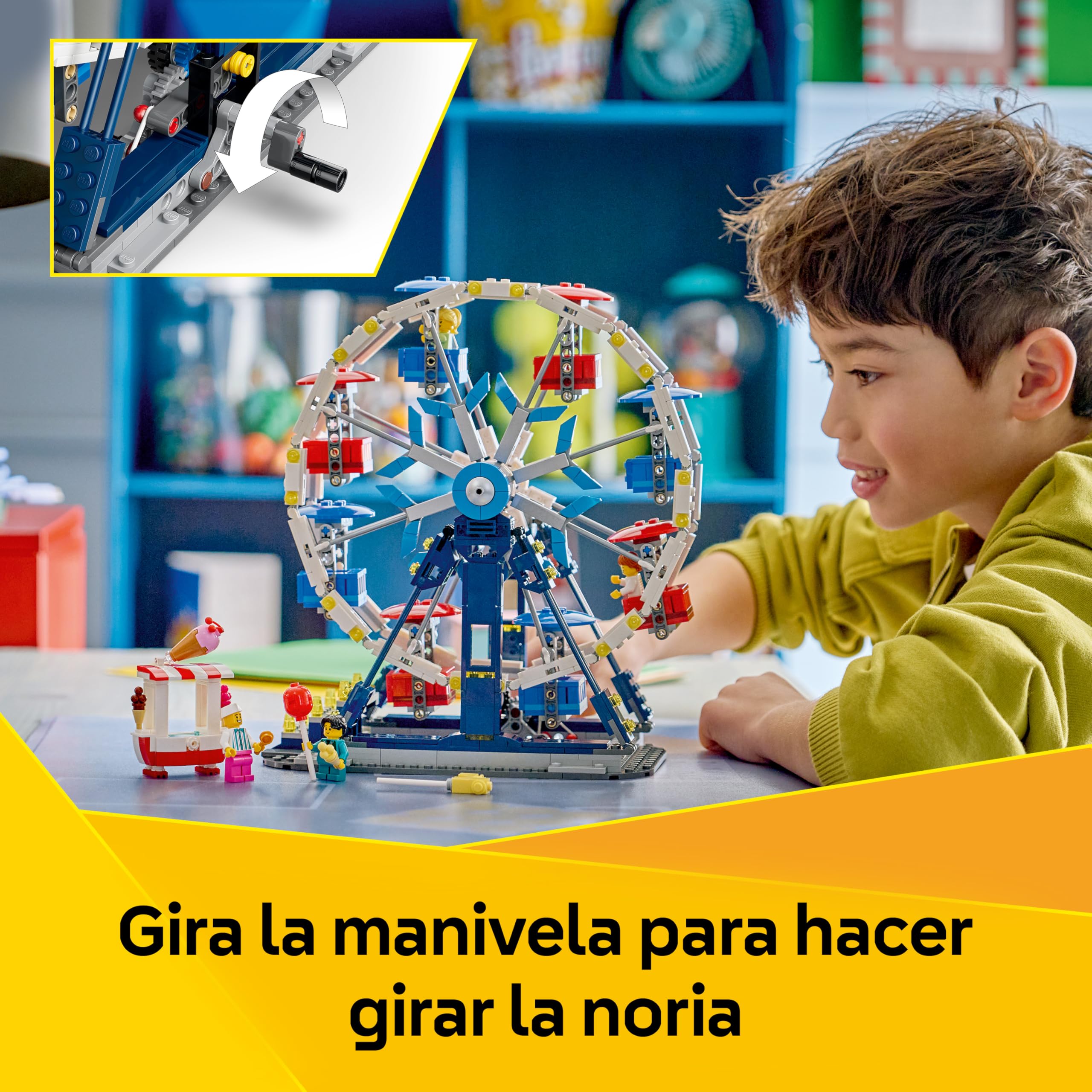 LEGO Creator 3en1 Noria Clásica de Juguete - Maqueta Transformable en Atracción UFO o Tiovivo - Decoración para la Habitación Infantil - Regalo de Cumpleaños para Niños y Niñas de 8+ Años - 31389