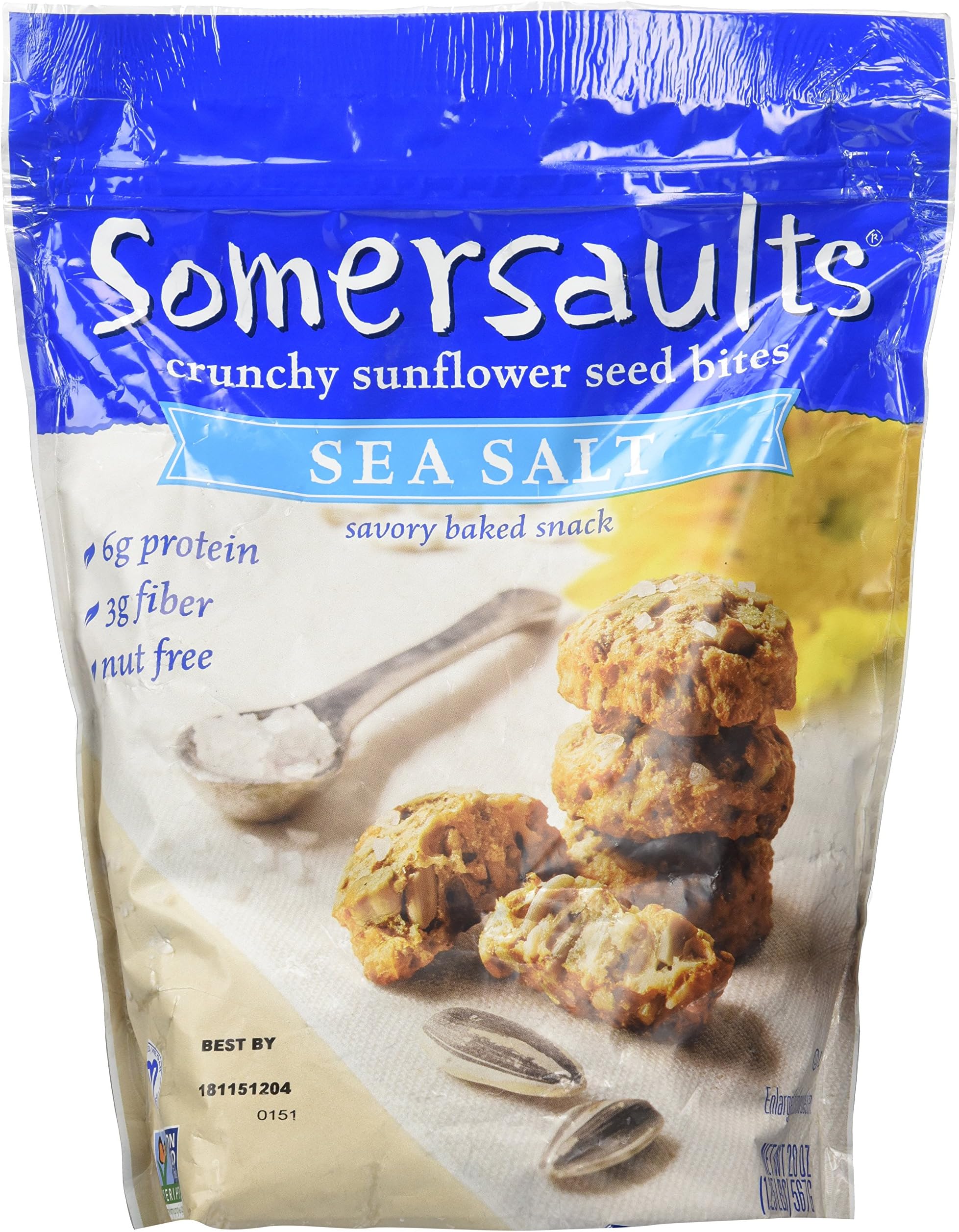 Somersaults Crunchy Sunflower Seed Bites - Sea Salt - 20 Oz.