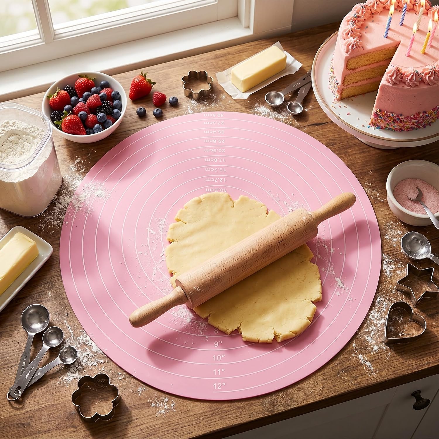 Pastry Nonstick Round Silicone Baking Mat, Food Grade