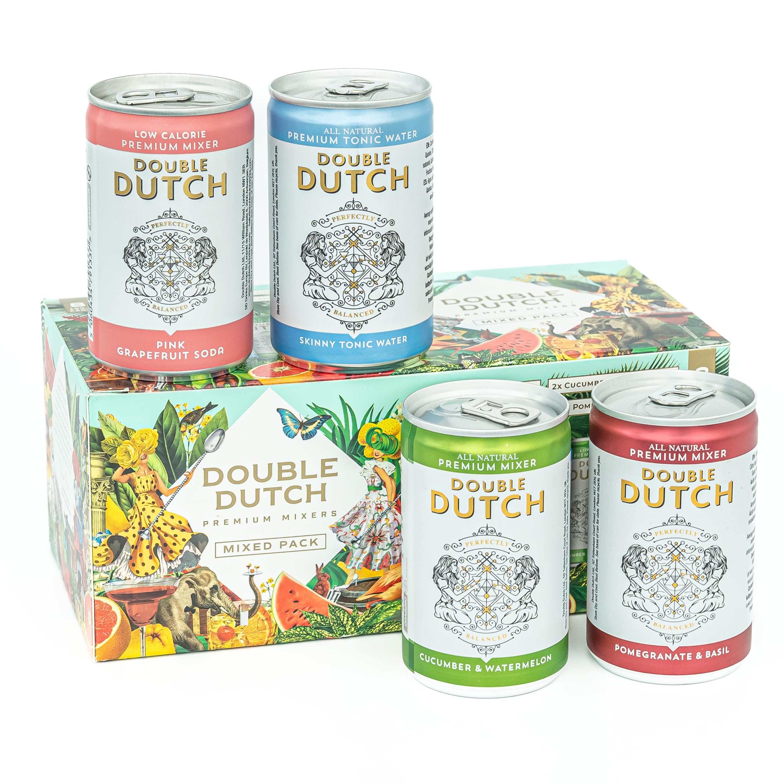 Double Dutch Variety Pack – 8 x 150ml Premium Mixers | Low Calorie, Vegan-Friendly Tonic Waters for Gin, Vodka, Tequila & Cocktails | Includes Selection of World-Class Soft Drinks & Flavoured Mixers