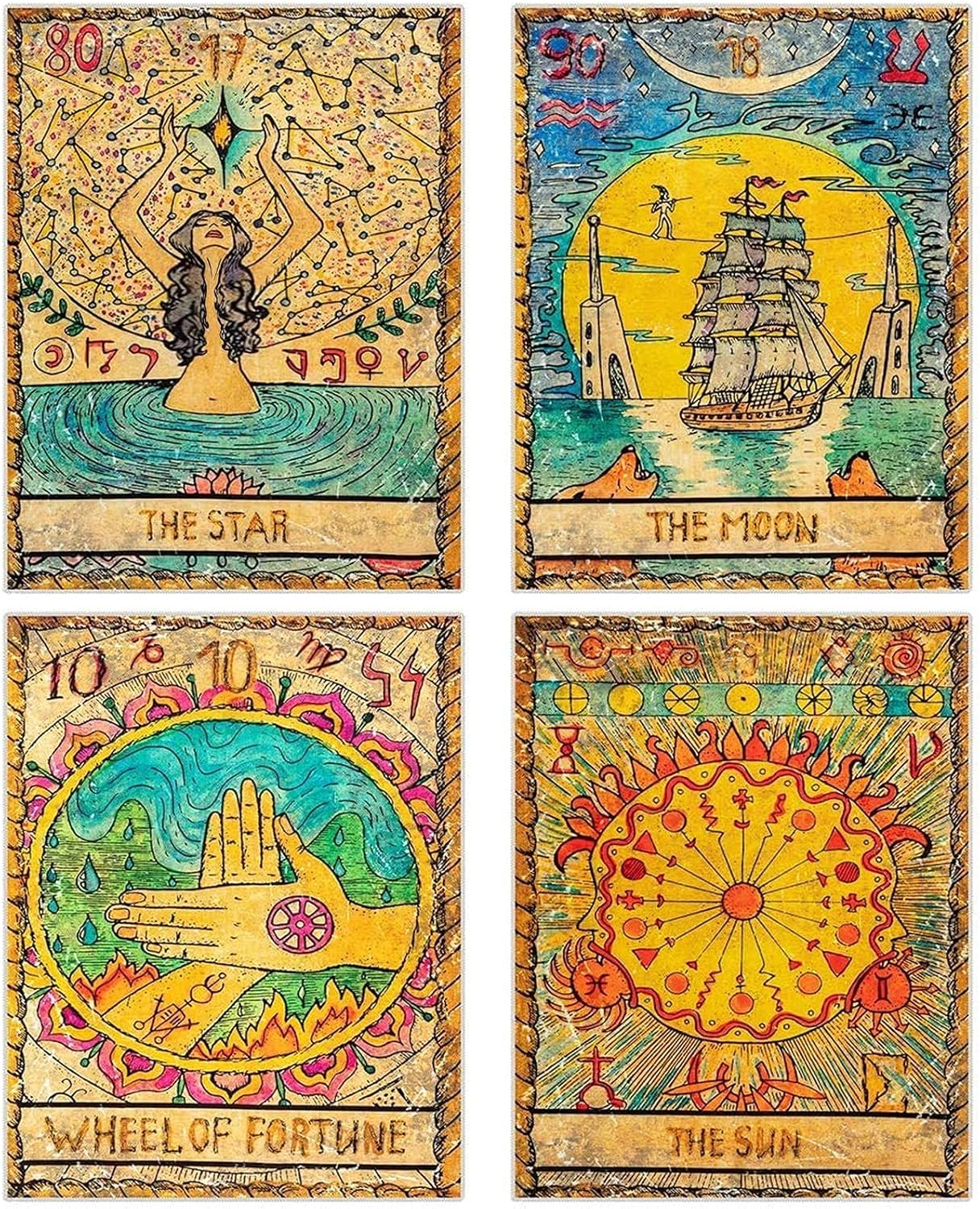 ANPHSIN 4 Pcs Tarot Tapestry Astrology Europe Divination