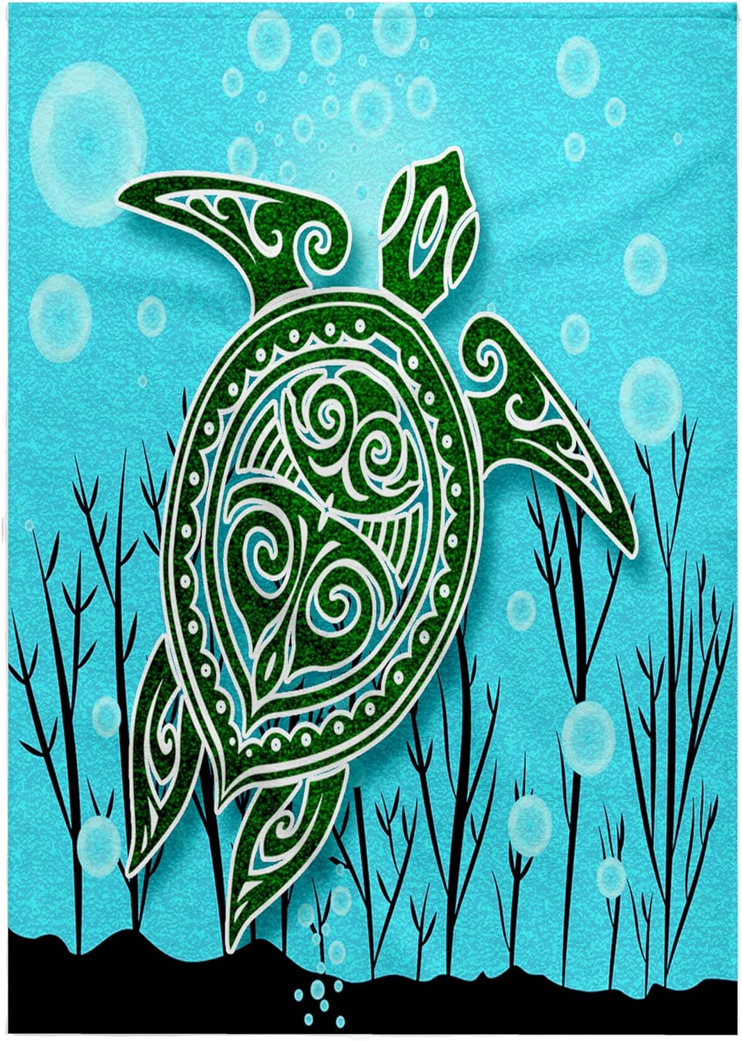 3dRose Tropical Green Sea Turtle with Underwater Plants and Bubbles 22x30 Bath Hand Pool Towel