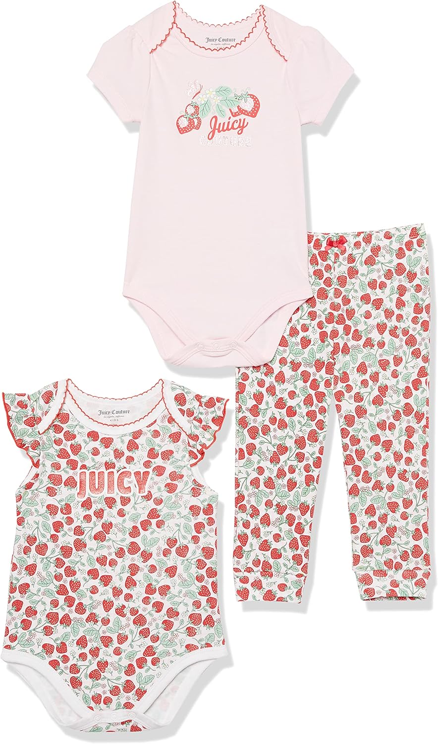 Juicy Couture Baby Girls' 3-piece Jumper Set, Short Sleeve Bodysuit and Headband