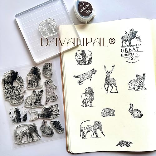 Miniatura 2 de 31 sellos transparentes con bloque de sello acrílico, almohadilla de tinta, tema de animales e insectos, sellos de goma transparente vintage, sellos