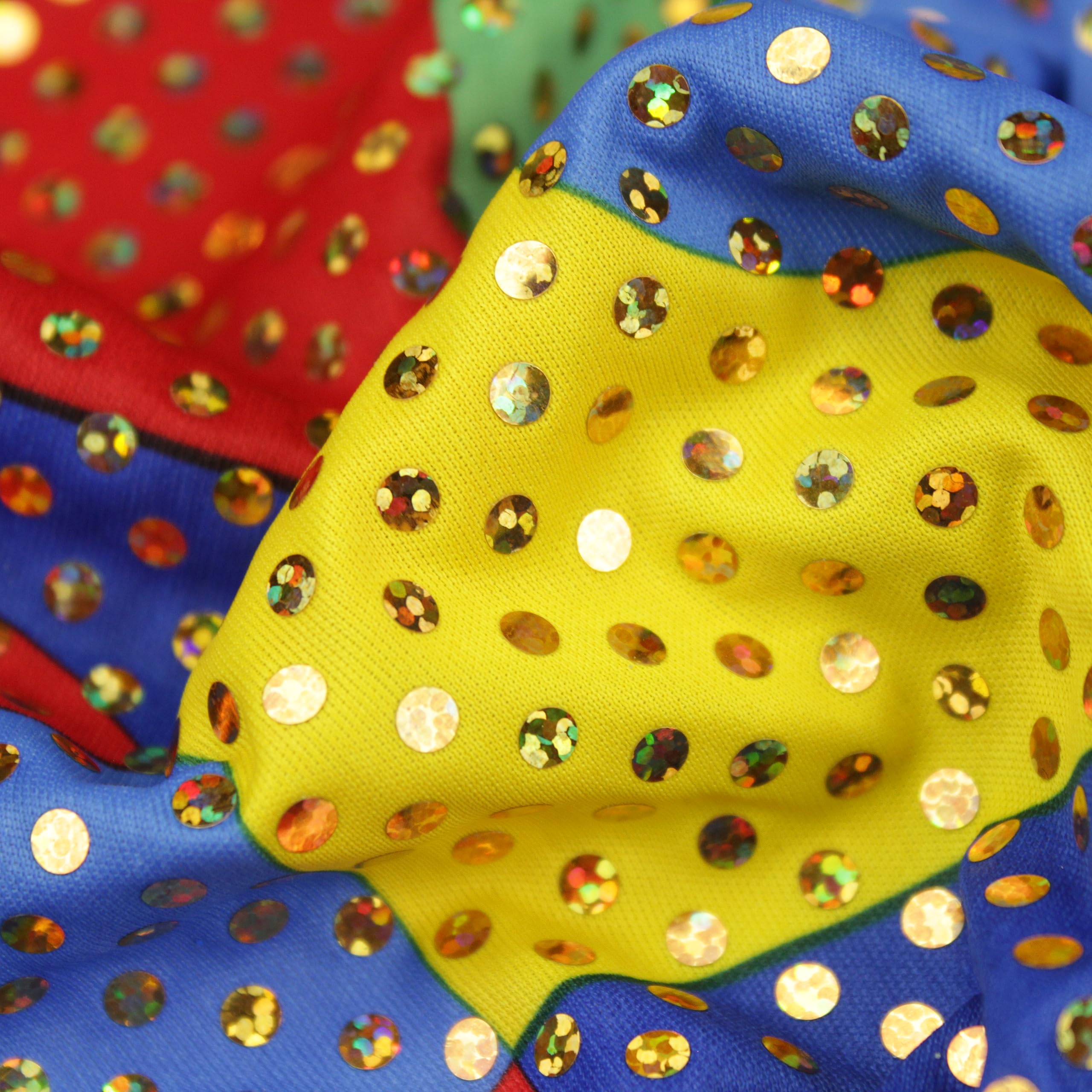 TELA POR METROS DE PUNTO PAN DE ORO ELÁSTICO MULTICOLOR CON LENTEJUELA FIJA SERIE MIRÓ, ANCHO 150cm (3 METROS)