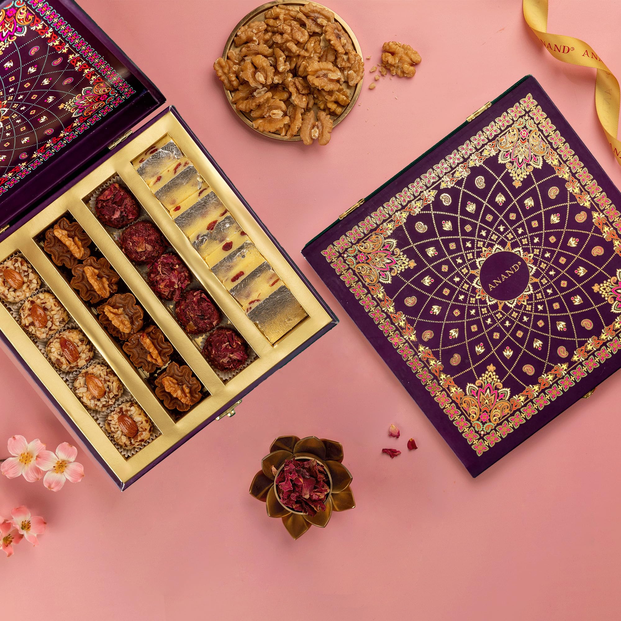 ANAND Assorted Sweets Gift Box, Authentic Pure Ghee Indian Mithai Dry Fruit Burfi, Baklava, Walnut Burfi and Badam Bhog, Special Festive Sweets Gift Pack (544 GM) (Gift Box (544 gm)) (B0BVM3XTQW) Amazon Price History, Amazon Price Tracker