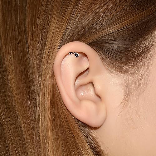 Miniatura 5 de Cartilage Piercing Jewelry - Cartilage Bar Onyx, Implant Grade Titanium Ear Piercing