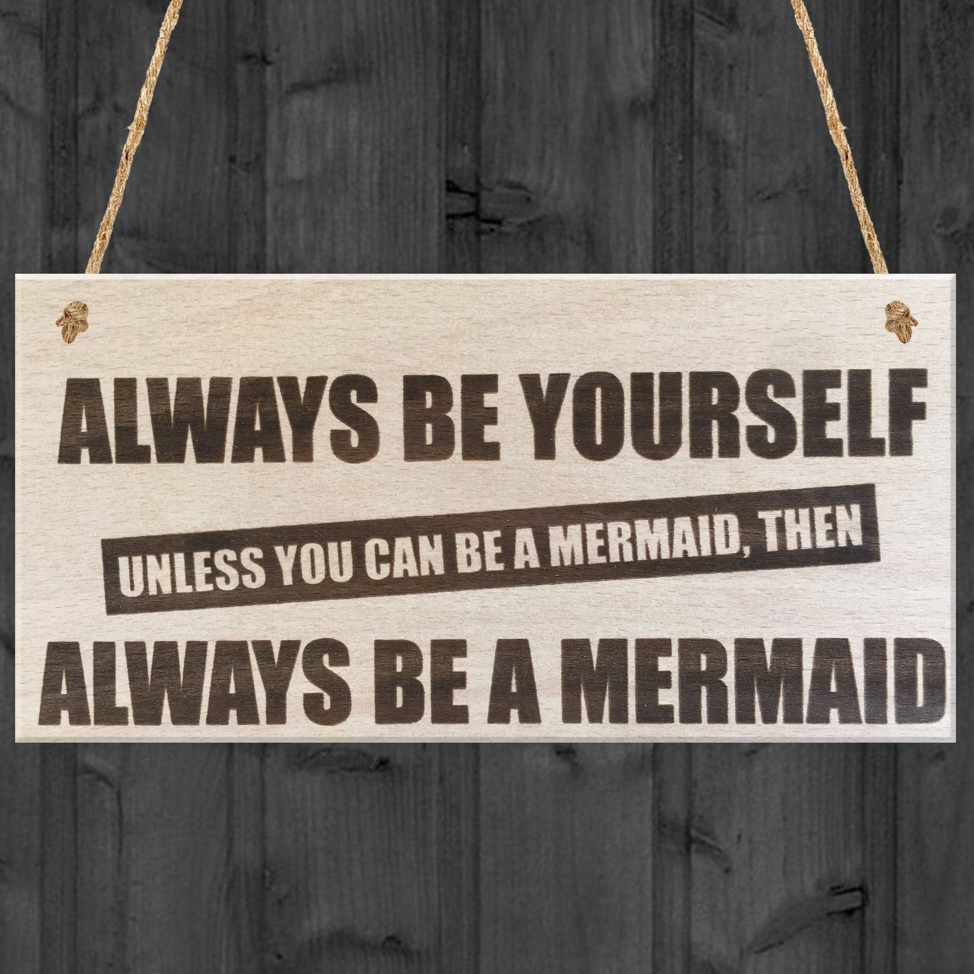 Red Ocean Always Be A Mermaid Novelty Wooden Hanging Plaque Sign Shabby Chic Funny Gift