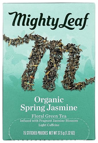 Miniatura 2 de Mighty Leaf Té orgánico de jazmín primaveral, bolsas de hojas enteras, 15 unidades
