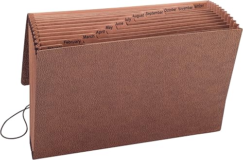 Vista 15 de Smead TUFF - Archivo expansible, 31 bolsillos, diario (1-31), cierre de solapa y cordón, tamaño legal, cuerda roja (70369)