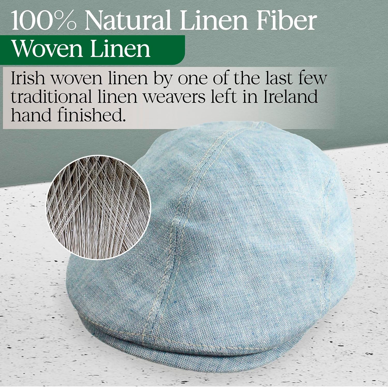 Irish Linen Newsboy Hat, Slim Fit Flat Cap for Men, Lightweight, Ivy, Scally, Gatsby, Cabbie Style, Imported from Ireland