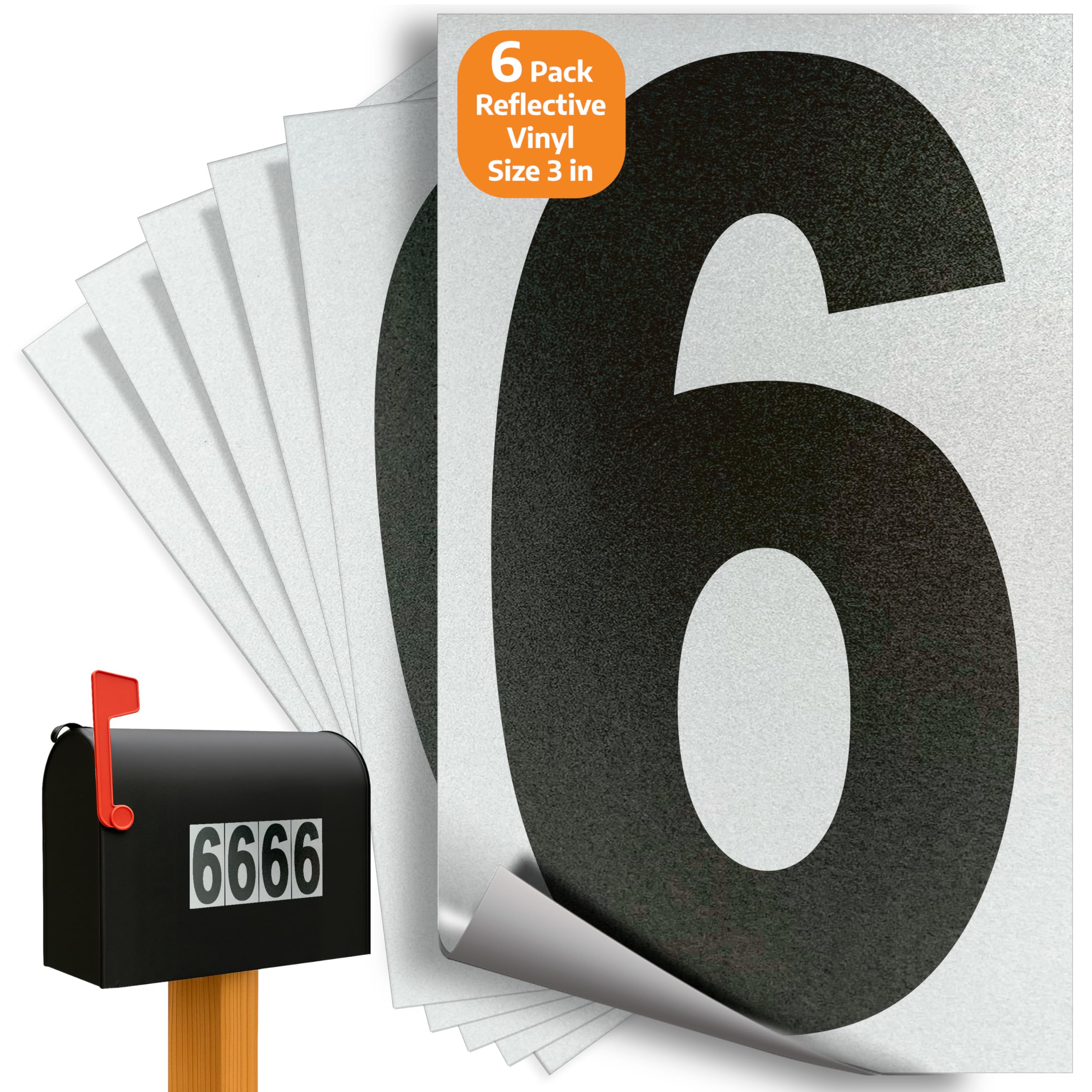 iSYFIX Black Vinyl Numbers 6 (SIX) Stickers - 6 Pack 3 inch - Premium Decal, White Background & Pre-Spaced for Mailbox, Signs, Window, Door, Cars, Trucks, Home, Business, Address, Indoor & Outdoor-image-46